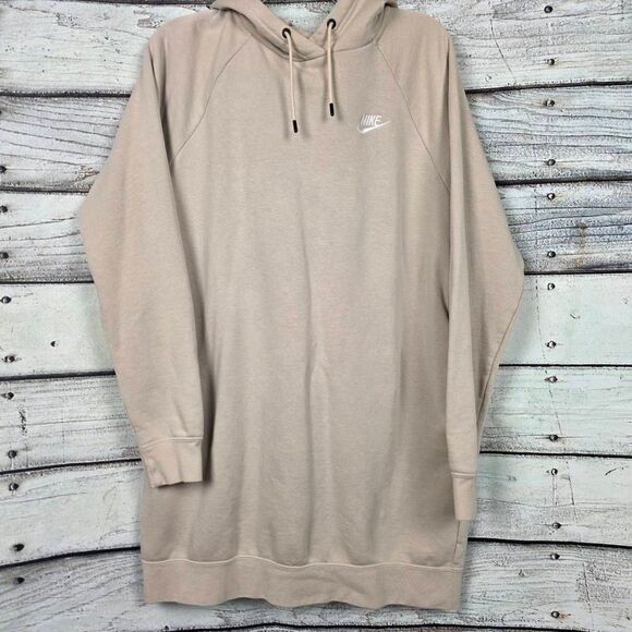 Nike Tops - Nike Beige Longline Hoodie Sweatshirt Womens Medium